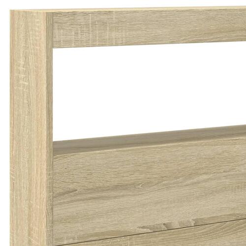 Sengegavl med opbevaring og LED-lys 220x17x102 cm sonoma-eg