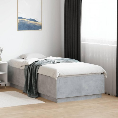Sengeramme 75 x 190 cm i konstrueret træ - betongrå