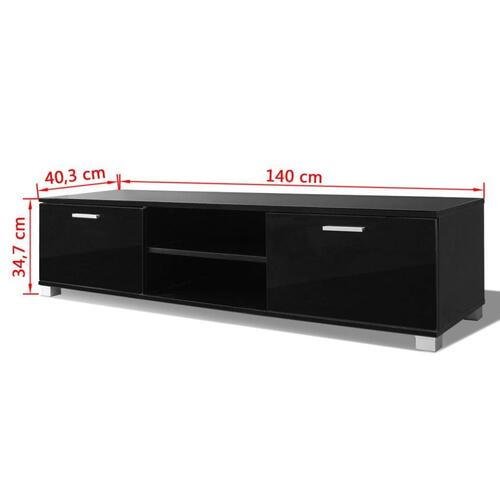 Tv-bord 140x40,5x35 cm sort højglans