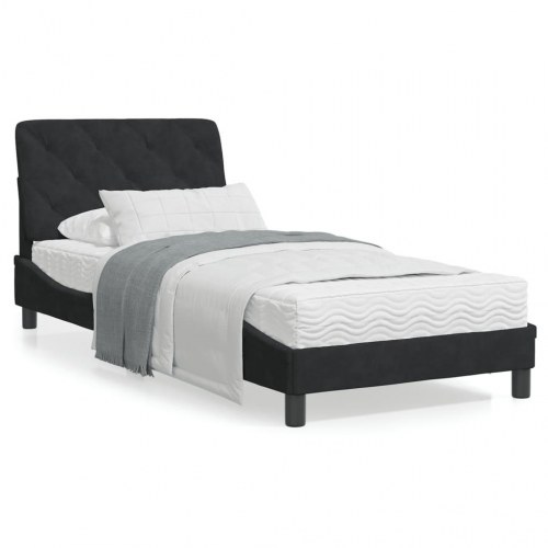 Sengeramme med LED 90 x 190 cm velour - sort