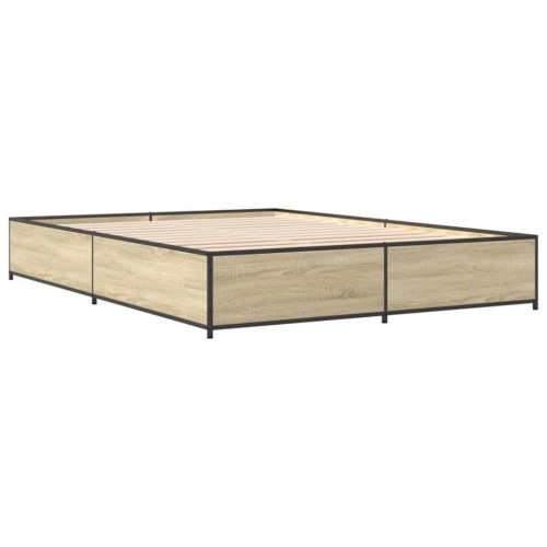 Sengestel 150×200 cm i konstrueret træ og metal - sonoma-eg