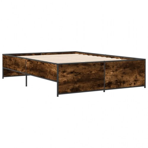 Sengestel 140 x 190 cm i konstrueret træ og metal - røget egetræsfarve