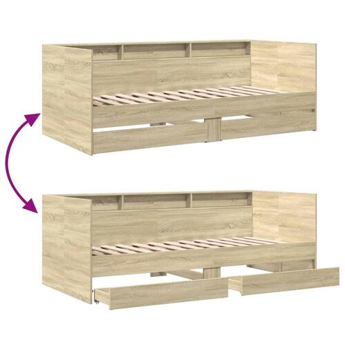 Daybed med skuffer uden madras 90x200 cm sonoma-eg
