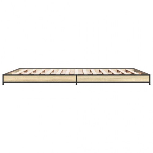 Sengestel 135x190 cm konstrueret træ og metal sonoma-eg