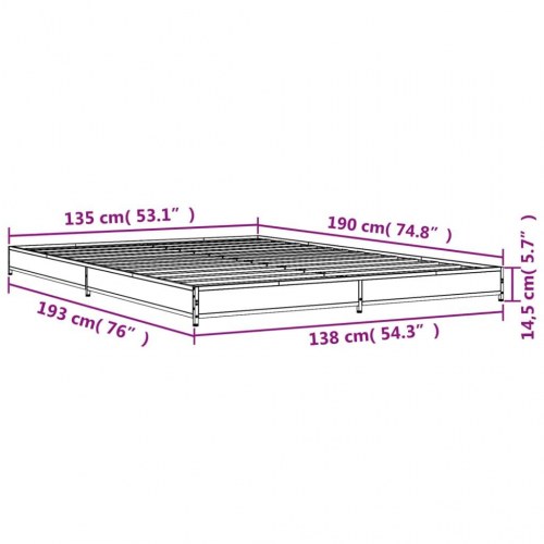 Sengestel 135x190 cm konstrueret træ og metal sonoma-eg
