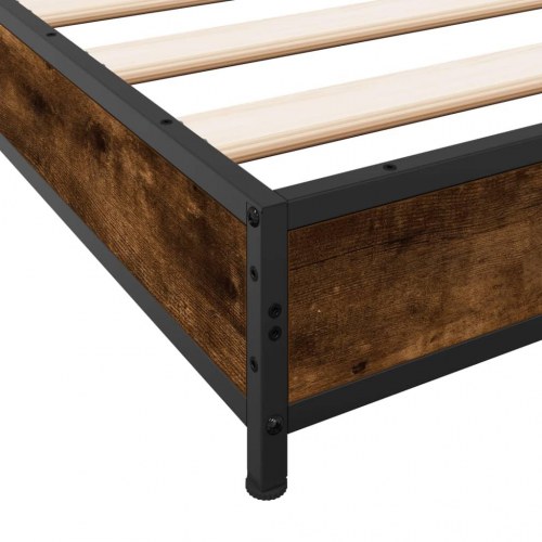 Sengeramme 75x190 cm konstrueret træ og metal røget eg