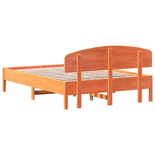 Sengeramme 140 x 190 cm i massivt fyrretræ - gyldenbrun