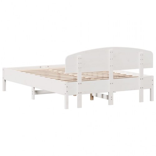 Sengeramme uden madras 120x200 cm massivt fyrretræ hvid