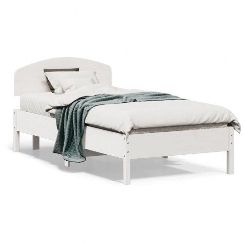 Sengeramme i massivt fyrretræ 75x190 cm - hvid