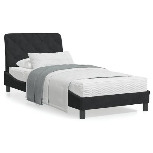 Seng med madras 90x200 cm velour sort