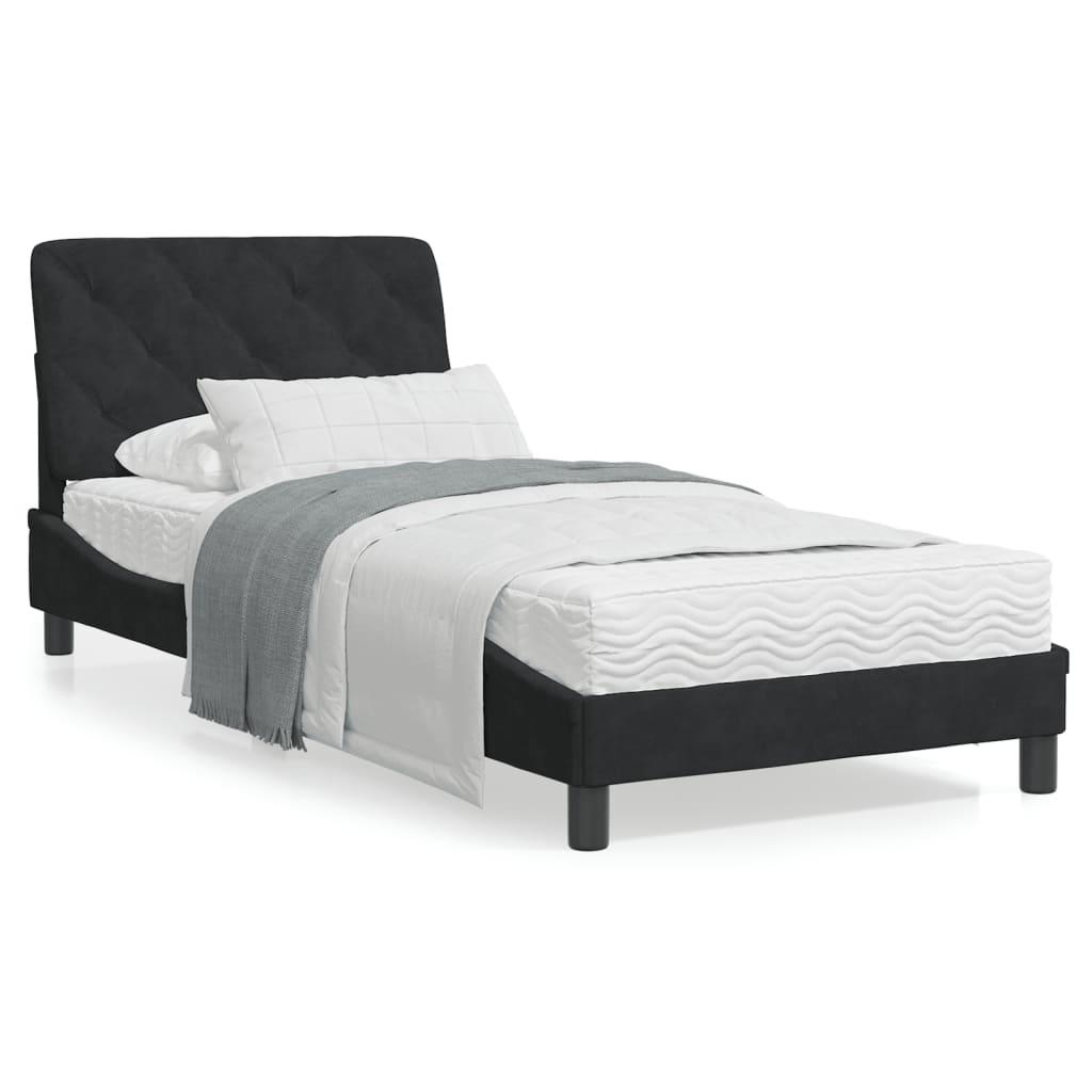 Seng med madras 90x200 cm velour sort