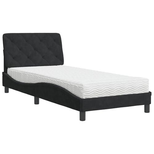 Seng med madras 90x200 cm velour sort