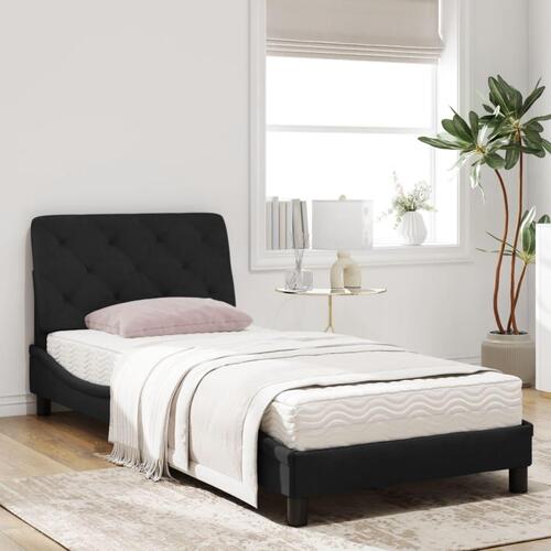 Seng med madras 90x200 cm velour sort