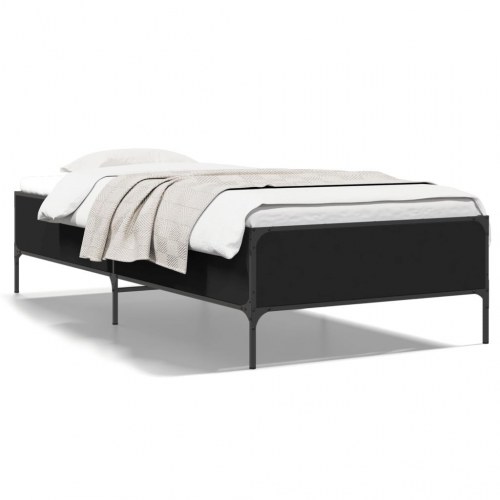 Sengeramme 75 x 190 cm i sort konstrueret træ og metal