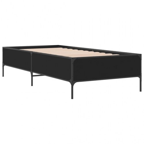 Sengeramme 75 x 190 cm i sort konstrueret træ og metal
