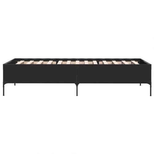Sengeramme 75 x 190 cm i sort konstrueret træ og metal