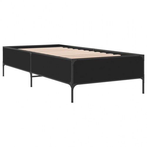 Sengeramme 75 x 190 cm i sort konstrueret træ og metal