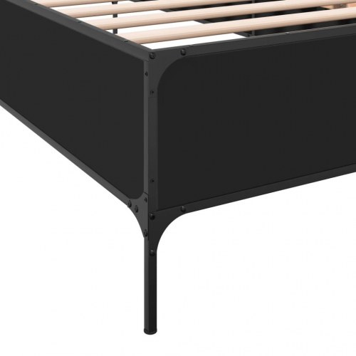Sengeramme 75 x 190 cm i sort konstrueret træ og metal