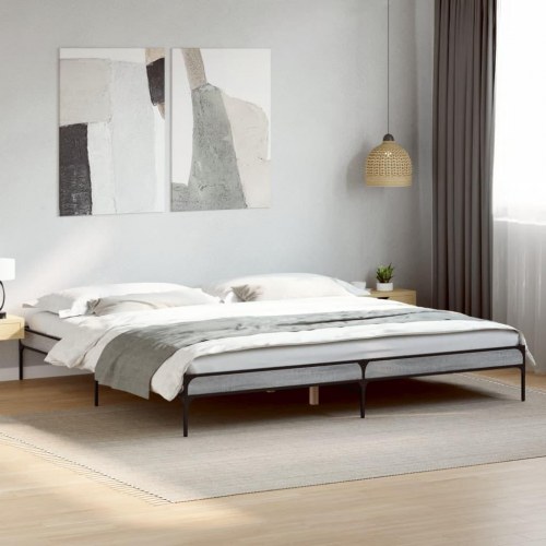 Sengestel 180x200 cm konstrueret træ og metal grå sonoma-eg
