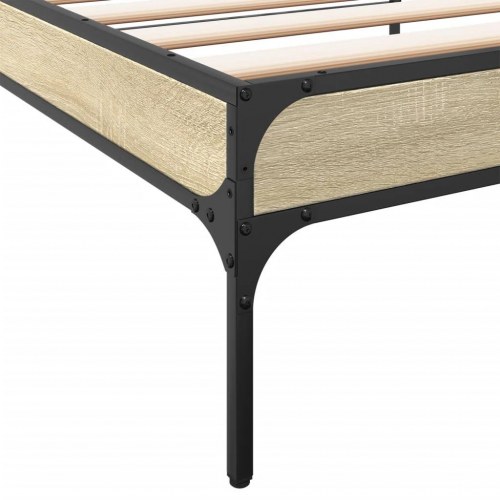 Sengeramme 100 x 200 cm i konstrueret træ og metal - sonoma-eg