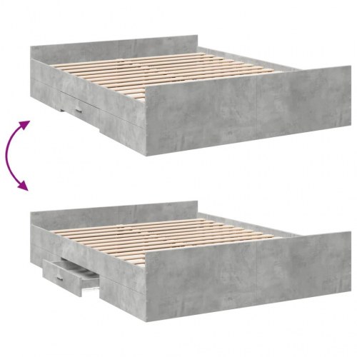 Sengeramme med 2 skuffer 140 x 200 cm - betongrå