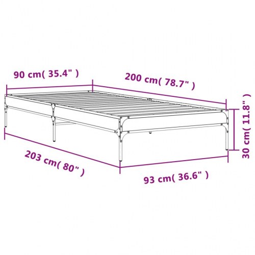 Sengeramme 90x200 cm konstrueret træ og metal sort