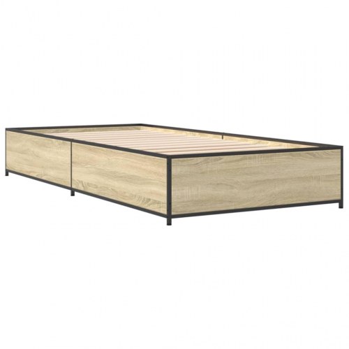 Sengeramme 75 x 190 cm i konstrueret træ og metal - sonoma-eg