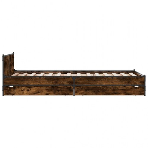 Sengeramme med 4 skuffer 75x190 cm - røget eg