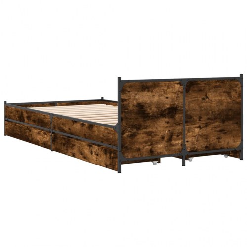 Sengeramme med 4 skuffer 75x190 cm - røget eg