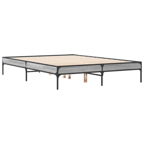 Sengestel 135 x 190 cm i konstrueret træ og metal - grå sonoma-eg