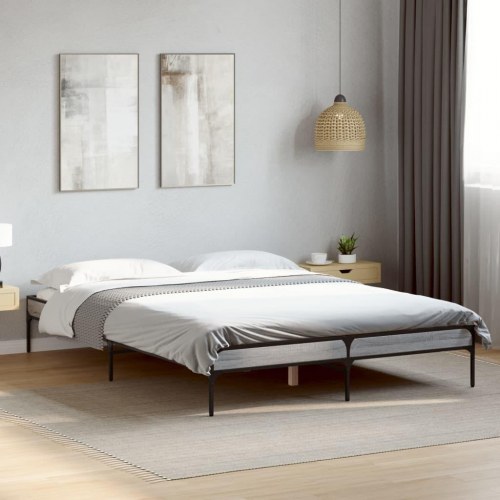 Sengestel 135 x 190 cm i konstrueret træ og metal - grå sonoma-eg