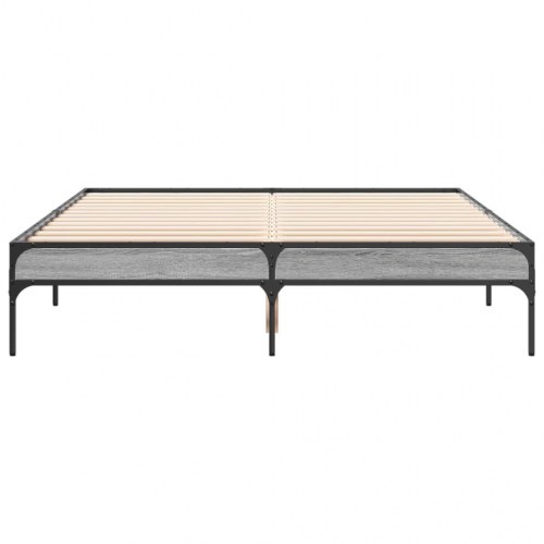 Sengestel 135 x 190 cm i konstrueret træ og metal - grå sonoma-eg
