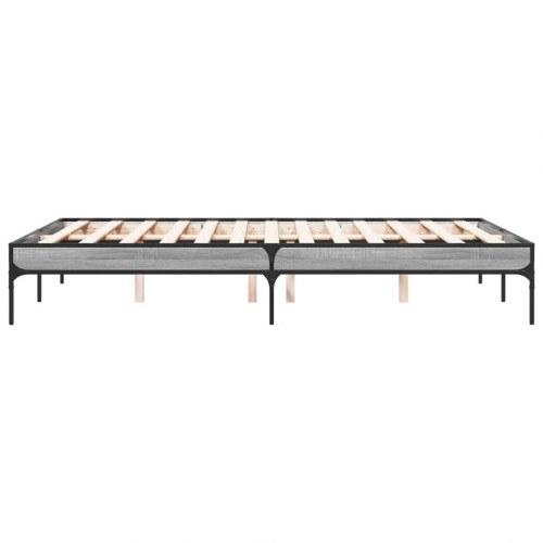Sengestel 135 x 190 cm i konstrueret træ og metal - grå sonoma-eg