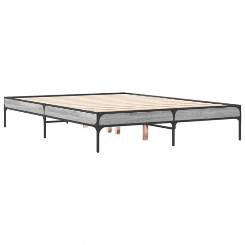 Sengestel 135 x 190 cm i konstrueret træ og metal - grå sonoma-eg