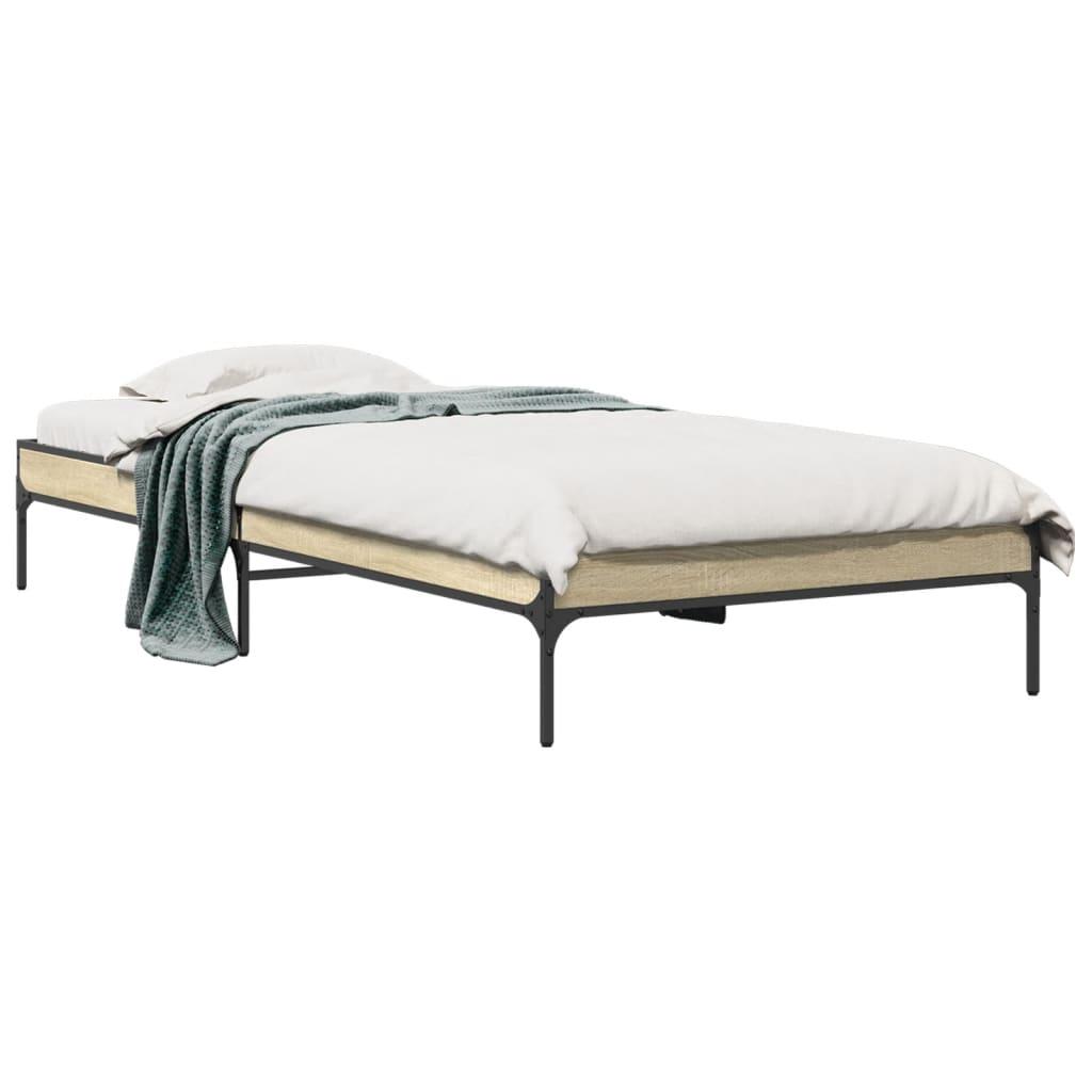 Sengeramme 90x190 Cm Konstrueret Træ Og Metal Sonoma Eg