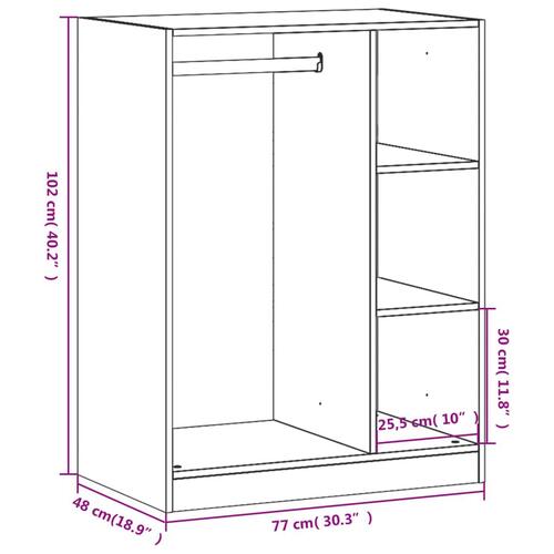Tøjreol 77x48x102 cm konstrueret træ røget egetræsfarve