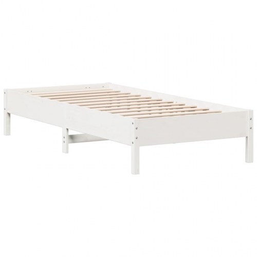 Sengeramme uden madras 100 x 200 cm i massivt fyrretræ - hvid