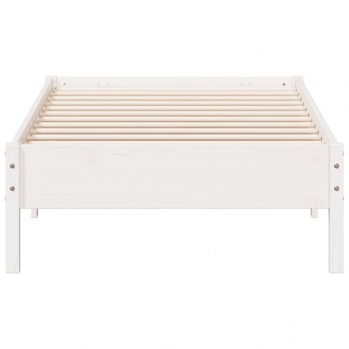 Sengeramme uden madras 100 x 200 cm i massivt fyrretræ - hvid