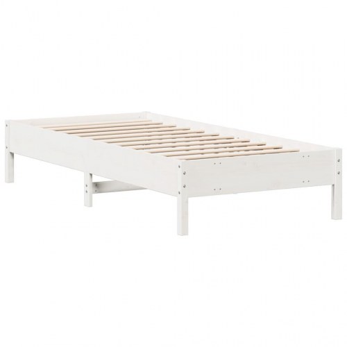 Sengeramme uden madras 100 x 200 cm i massivt fyrretræ - hvid