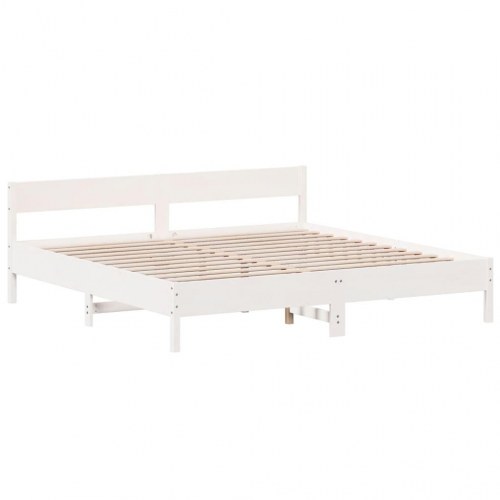 Sengeramme uden madras 180 x 200 cm i massivt fyrretræ - hvid