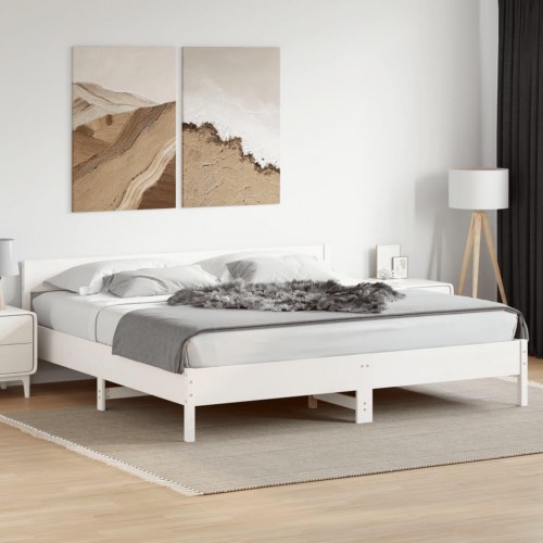 Sengeramme uden madras 180 x 200 cm i massivt fyrretræ - hvid