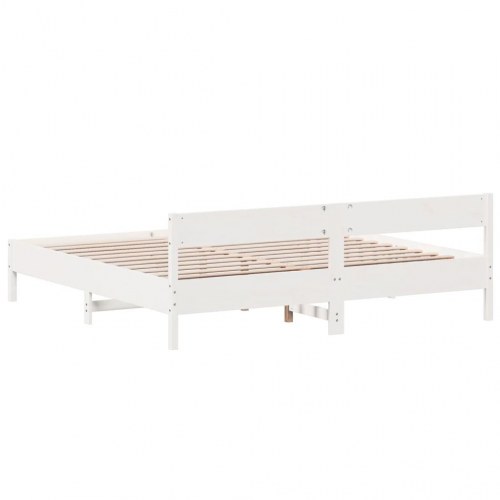 Sengeramme uden madras 180 x 200 cm i massivt fyrretræ - hvid