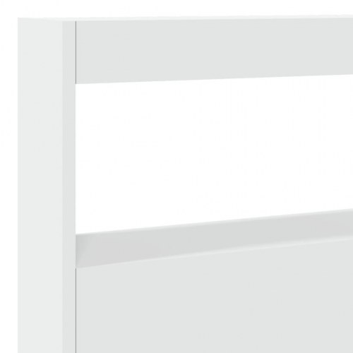Sengegavl med opbevaring og LED-lys 140x17x102 cm hvid