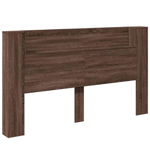 Sengegavl med opbevaring og LED-lys 180x16,5x103,5 cm brunt eg
