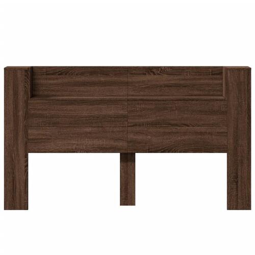 Sengegavl med opbevaring og LED-lys 180x16,5x103,5 cm brunt eg