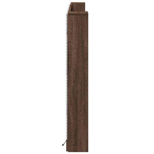 Sengegavl med opbevaring og LED-lys 180x16,5x103,5 cm brunt eg