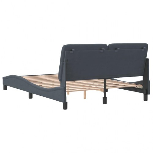 Sengeramme med hovedgærde uden madras 140 x 190 cm - mørkegrå fløjl