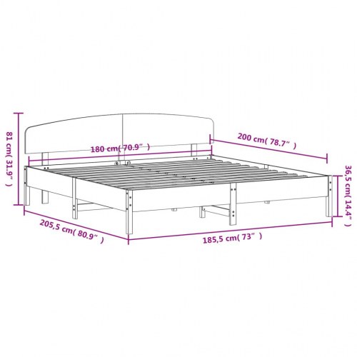 Sengeramme uden madras 180x200 cm massivt fyrretræ hvid