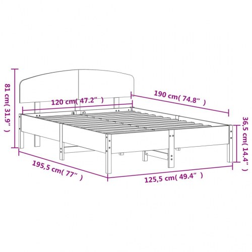 Sengeramme uden madras 120x190 cm massivt fyrretræ hvid