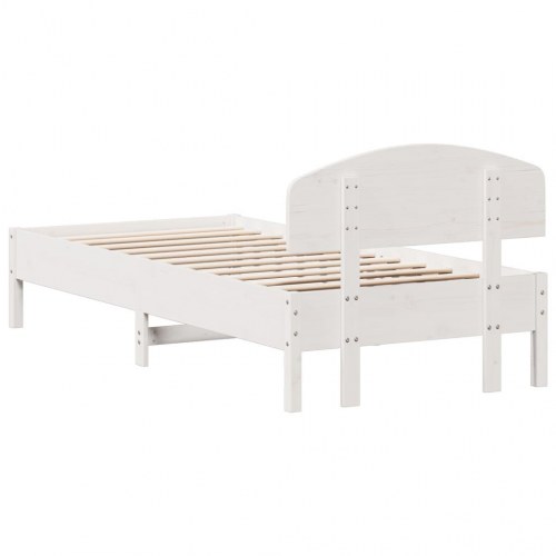 Sengeramme uden madras 90x200 cm massivt fyrretræ hvid